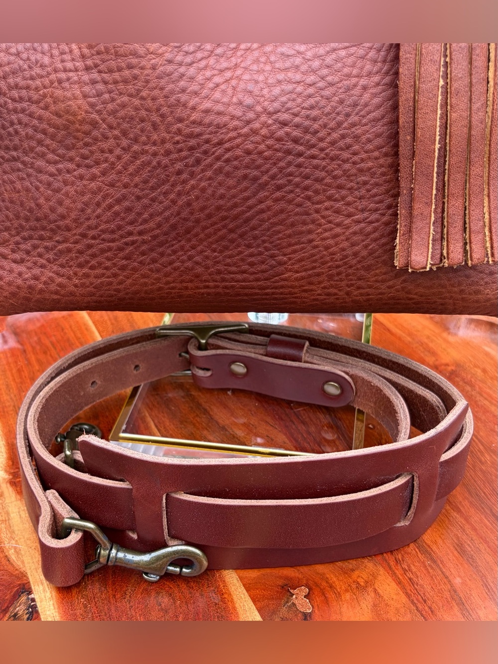 Go Forth Goods Avery Saddle Brown Leather Tote Bag Mini Crossbody Like New - Picture 6 of 17